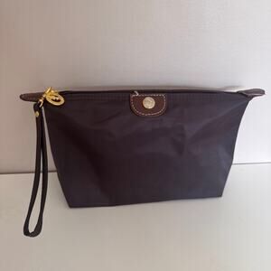 Longchamp Small Nylon Wristlet Cosmetic Bag Brown Travel Accessory